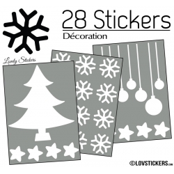 28 Stickers Noel non permanent - Autocollant Décoration Hivers et Noel