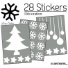 28 Stickers Noel non permanent - Autocollant Décoration Hivers et Noel