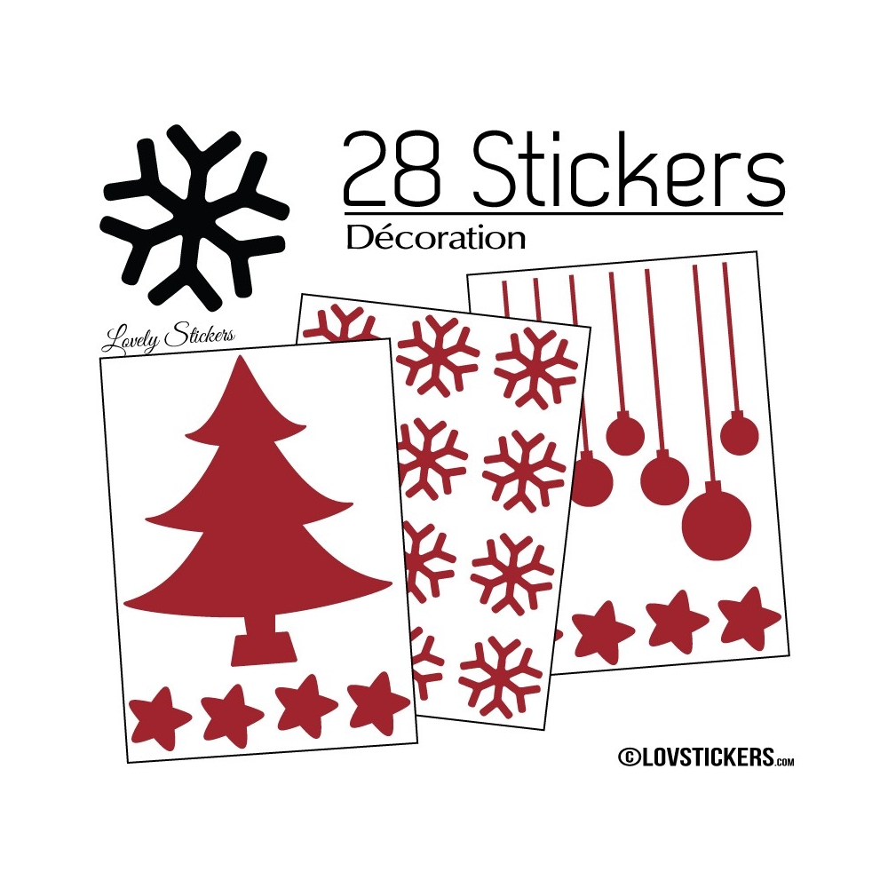 28 Stickers Noel non permanent - Autocollant Décoration Hivers et Noel