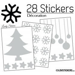 28 Stickers Noel non permanent - Autocollant Décoration Hivers et Noel