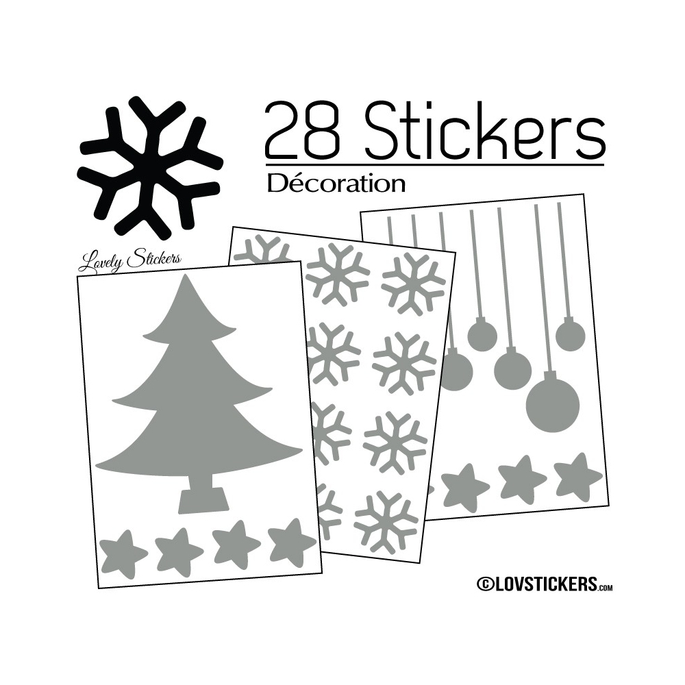 28 Stickers Noel non permanent - Autocollant Décoration Hivers et Noel