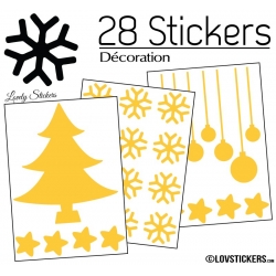 28 Stickers Noel non permanent - Autocollant Décoration Hivers et Noel