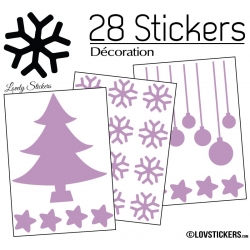 28 Stickers Noel non permanent - Autocollant Décoration Hivers et Noel