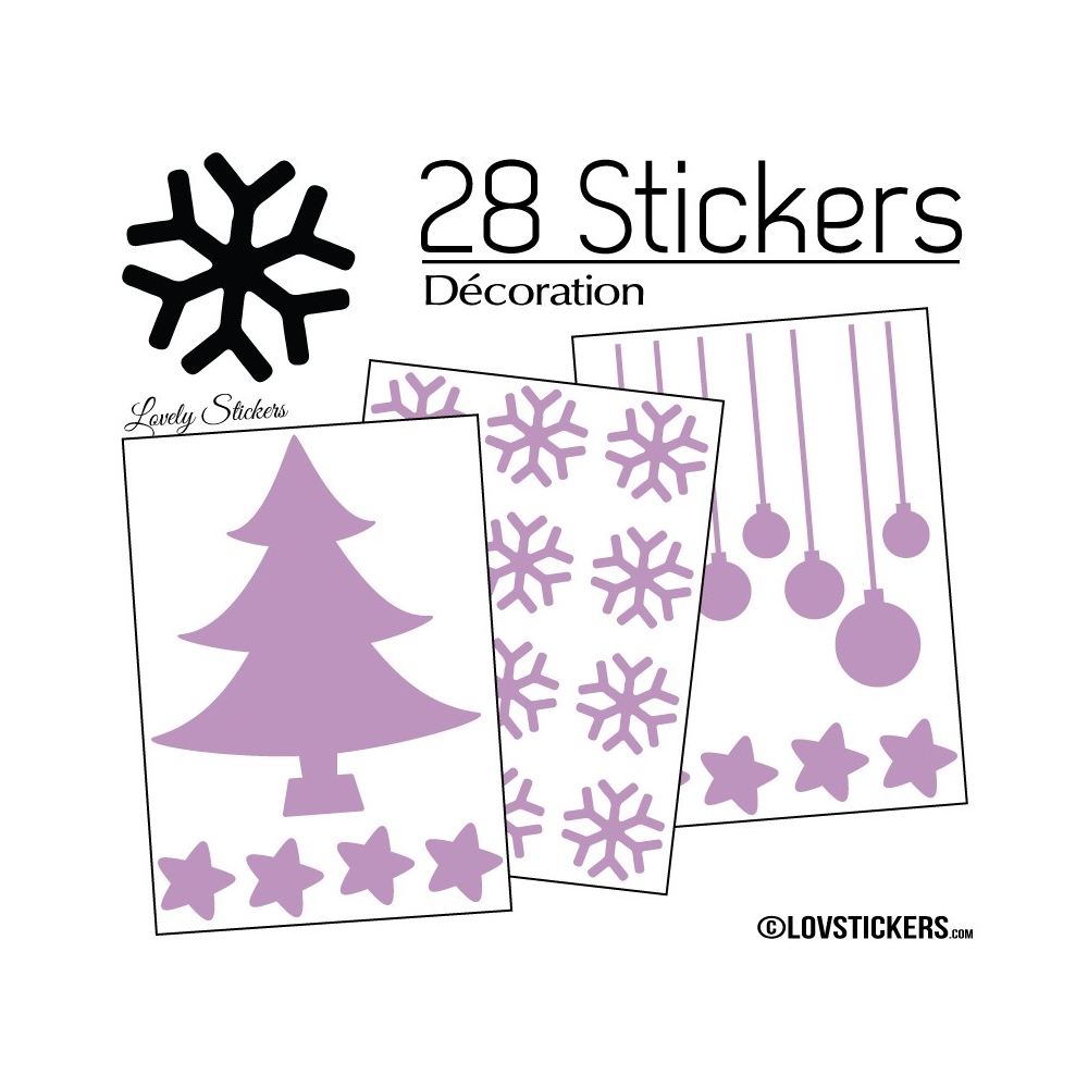 28 Stickers Noel non permanent - Autocollant Décoration Hivers et Noel