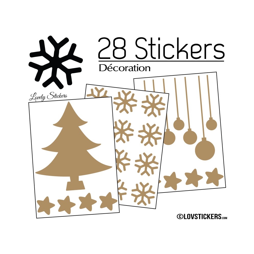 28 Stickers Noel non permanent - Autocollant Décoration Hivers et Noel