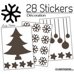 28 Stickers Noel non permanent - Autocollant Décoration Hivers et Noel