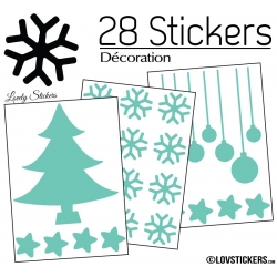 28 Stickers Noel non permanent - Autocollant Décoration Hivers et Noel