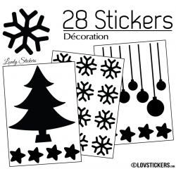 28 Stickers Noel non permanent - Autocollant Décoration Hivers et Noel