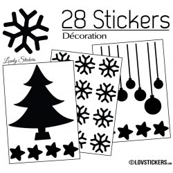 28 Stickers Noel non permanent - Autocollant Décoration Hivers et Noel