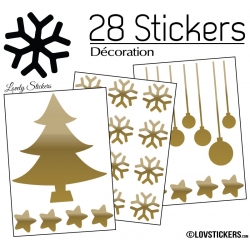 28 Stickers Noel non permanent - Autocollant Décoration Hivers et Noel