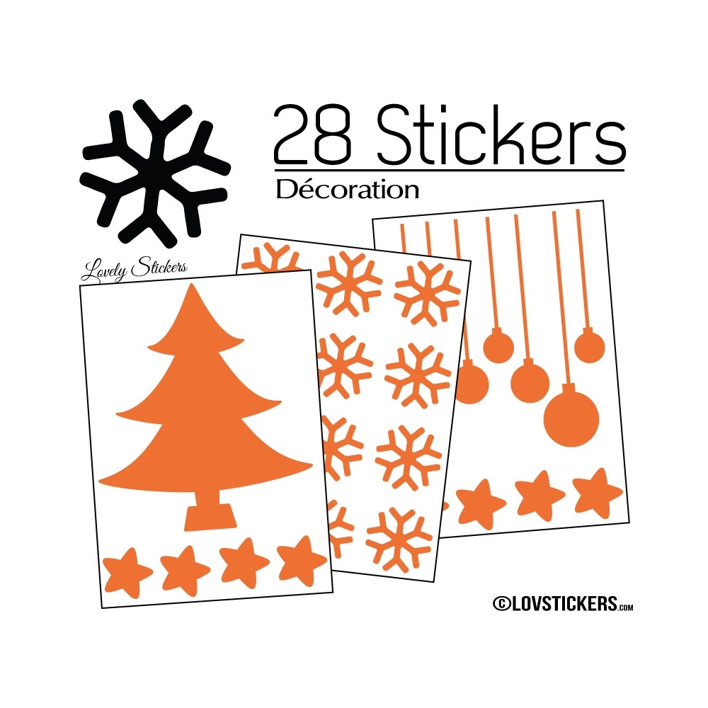 28 Stickers Noel non permanent - Autocollant Décoration Hivers et Noel