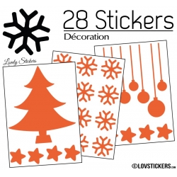 28 Stickers Noel non permanent - Autocollant Décoration Hivers et Noel