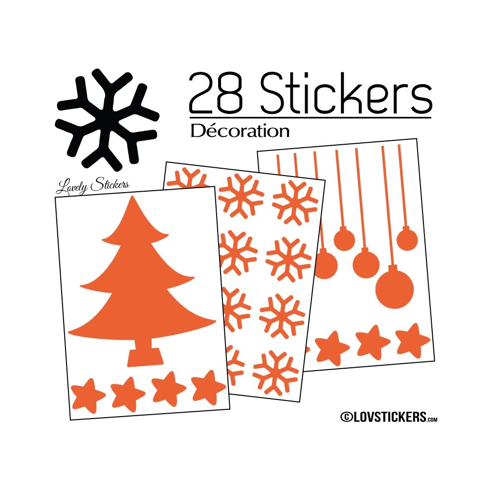 28 Stickers Noel non permanent - Autocollant Décoration Hivers et Noel