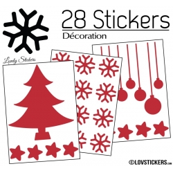 28 Stickers Noel non permanent - Autocollant Décoration Hivers et Noel