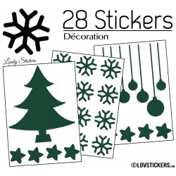 28 Stickers Noel non permanent - Autocollant Décoration Hivers et Noel