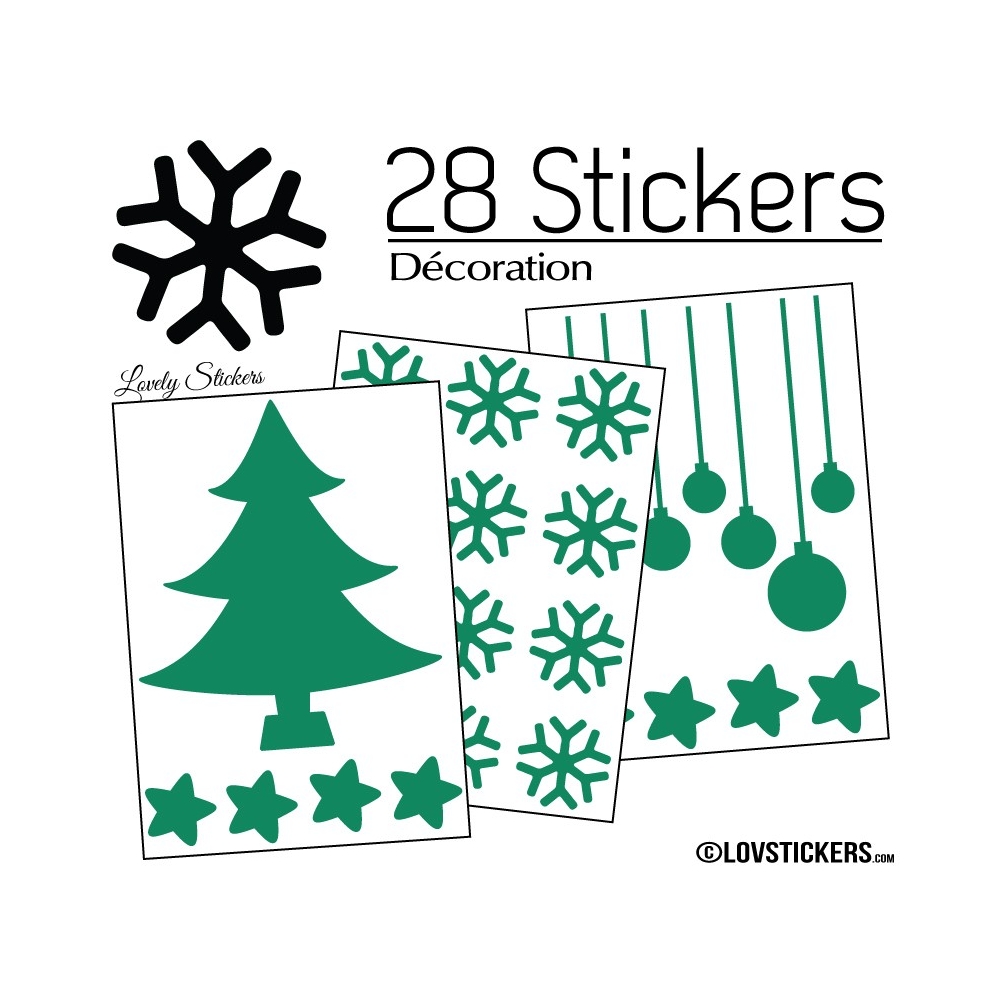 28 Stickers Noel non permanent - Autocollant Décoration Hivers et Noel