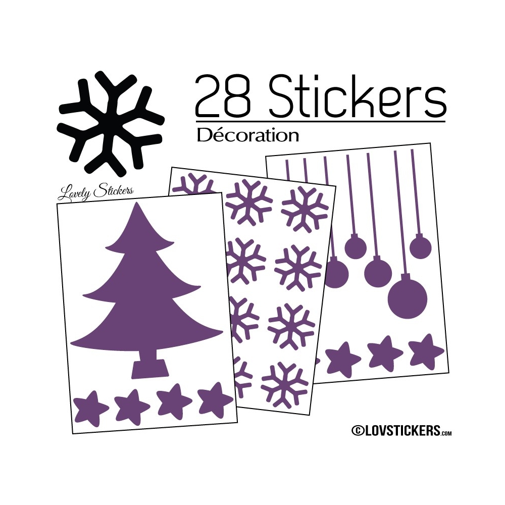 28 Stickers Noel non permanent - Autocollant Décoration Hivers et Noel