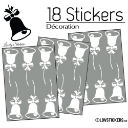 18 Stickers Cloches de Noel - non permanent - Autocollant Décoration Hivers et Noel