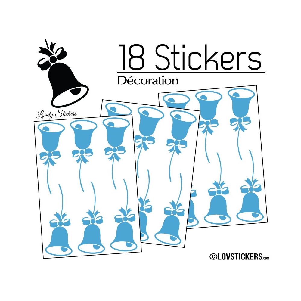 18 Stickers Cloches de Noel - non permanent - Autocollant Décoration Hivers et Noel