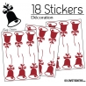 18 Stickers Cloches de Noel - non permanent - Autocollant Décoration Hivers et Noel