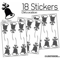 18 Stickers Cloches de Noel - non permanent - Autocollant Décoration Hivers et Noel