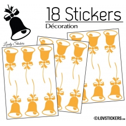 18 Stickers Cloches de Noel - non permanent - Autocollant Décoration Hivers et Noel