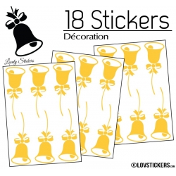 18 Stickers Cloches de Noel - non permanent - Autocollant Décoration Hivers et Noel