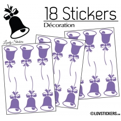 18 Stickers Cloches de Noel - non permanent - Autocollant Décoration Hivers et Noel