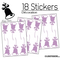 18 Stickers Cloches de Noel - non permanent - Autocollant Décoration Hivers et Noel