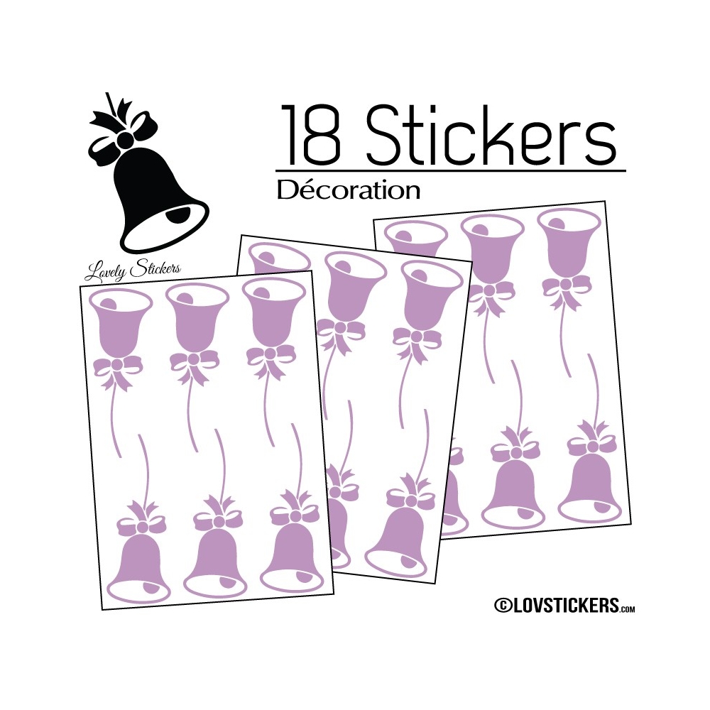 18 Stickers Cloches de Noel - non permanent - Autocollant Décoration Hivers et Noel