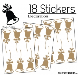 18 Stickers Cloches de Noel - non permanent - Autocollant Décoration Hivers et Noel