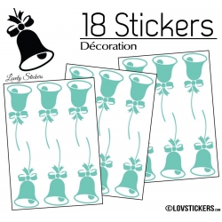 18 Stickers Cloches de Noel - non permanent - Autocollant Décoration Hivers et Noel