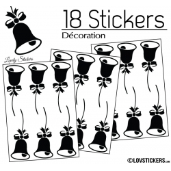 18 Stickers Cloches de Noel - non permanent - Autocollant Décoration Hivers et Noel