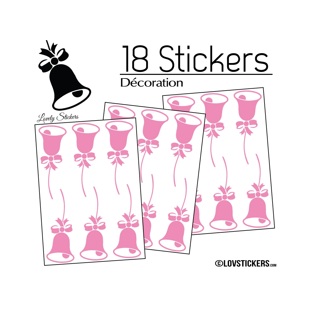 18 Stickers Cloches de Noel - non permanent - Autocollant Décoration Hivers et Noel