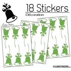 18 Stickers Cloches de Noel - non permanent - Autocollant Décoration Hivers et Noel