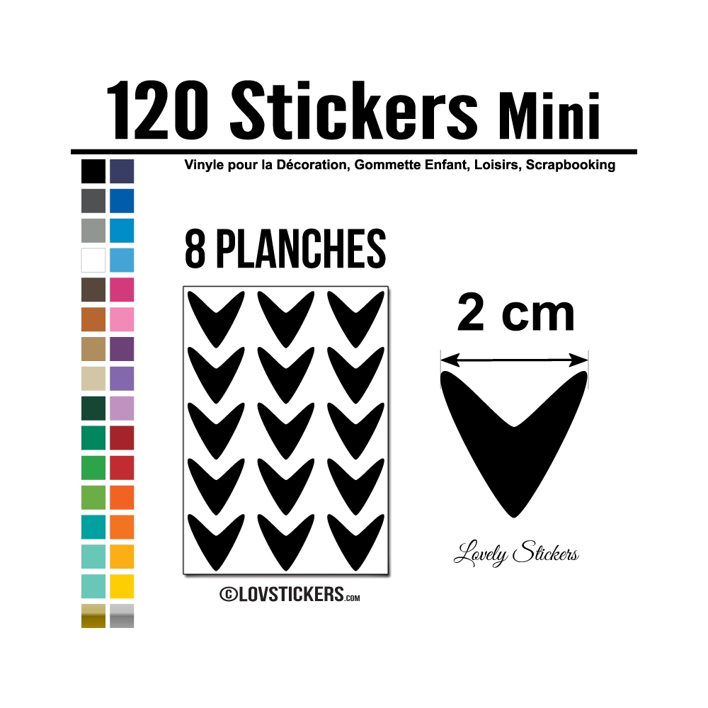 120 Flèches 2 cm - Gommette Deco - Repositionnable - Vinyle 120 Flèches 2 cm - Gommette Deco - Repositionnable - Vinyle
