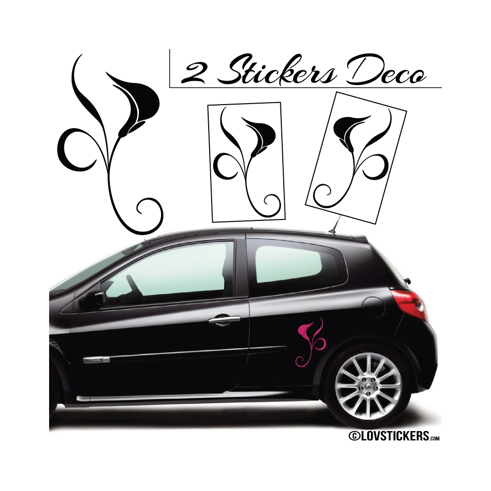 2 Stickers Florale - Deco auto voiture