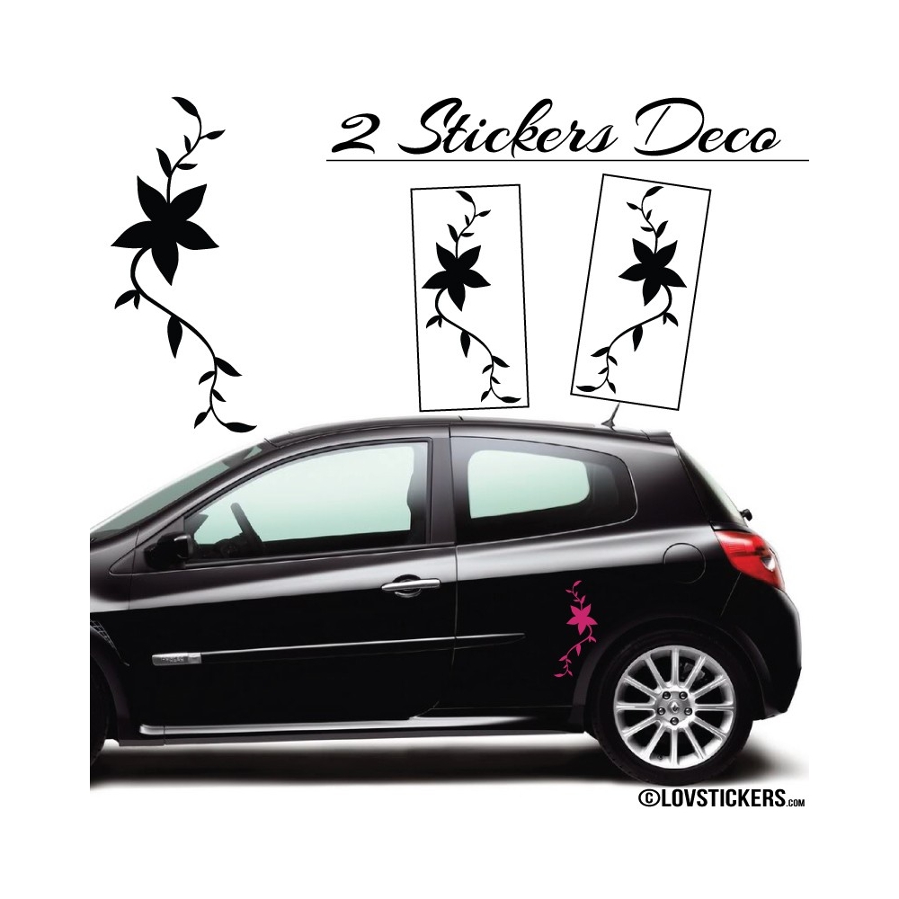 2 Stickers Florale - Deco auto voiture