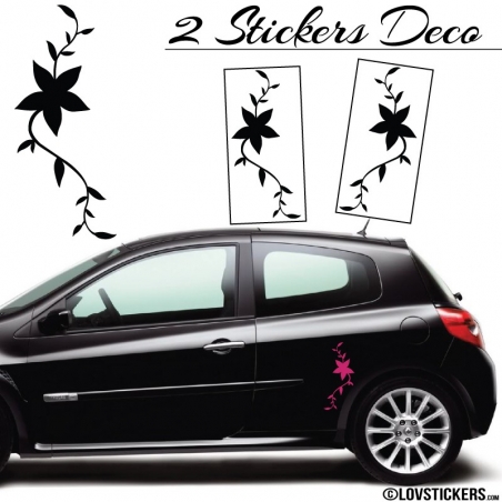 2 Stickers Florale - Deco auto voiture