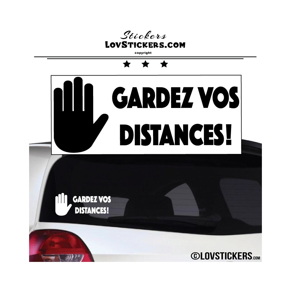 Sticker Gardez vos Distances avec main Couleur Exterieur Noir