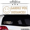 Sticker Prevention Voiture - GARDEZ VOS DISTANCES ! avec Emoji