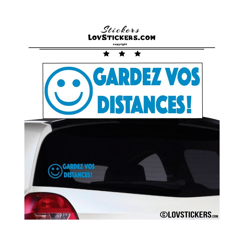 Sticker Prevention Voiture - GARDEZ VOS DISTANCES ! avec Emoji