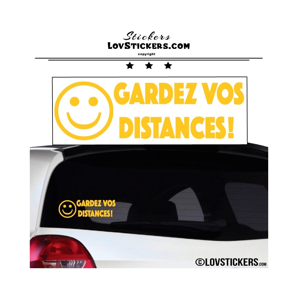 Sticker Prevention Voiture - GARDEZ VOS DISTANCES ! avec Emoji