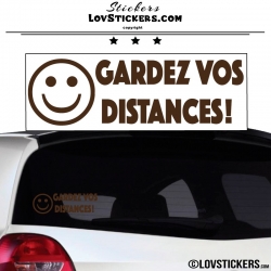 Sticker Prevention Voiture - GARDEZ VOS DISTANCES ! avec Emoji