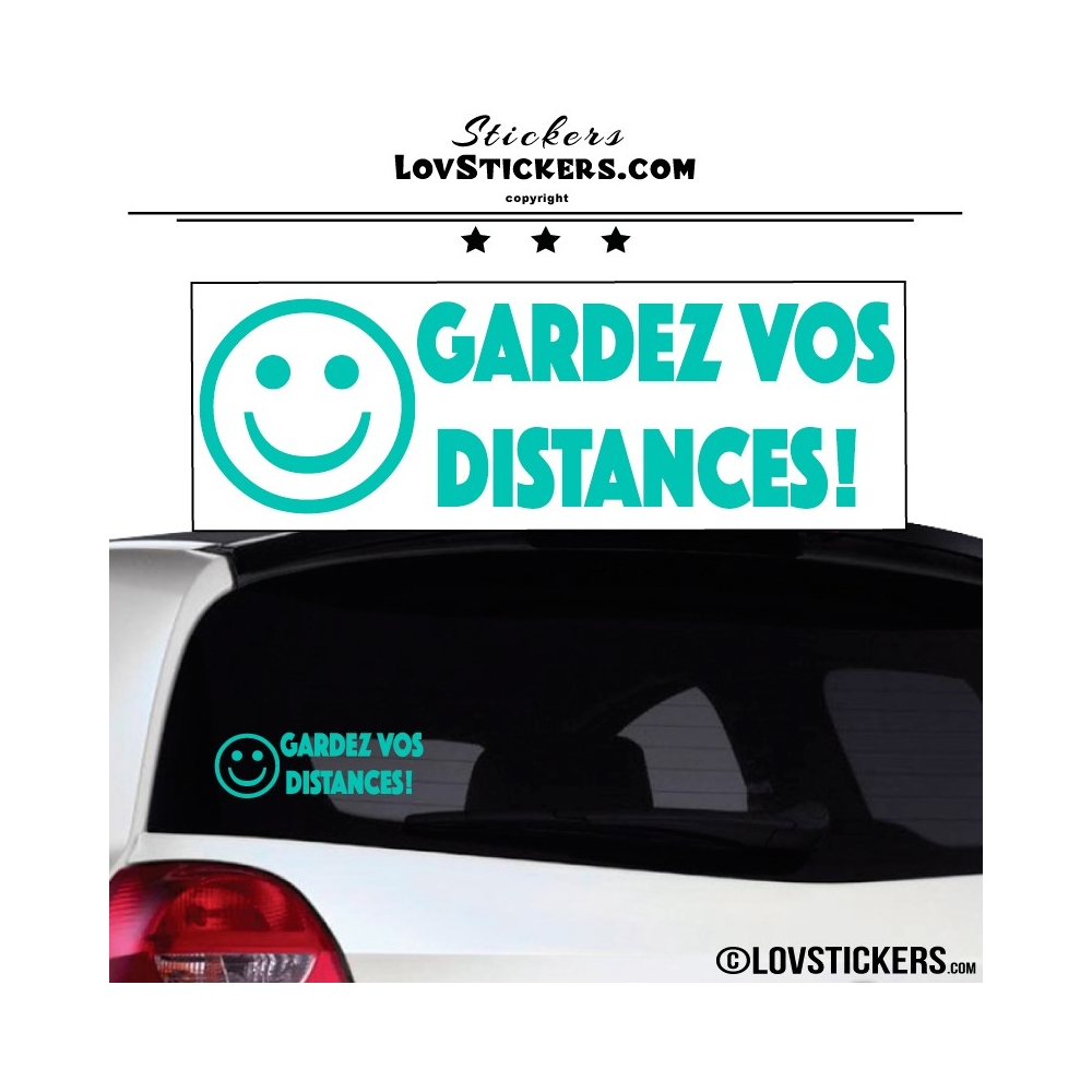 Sticker Prevention Voiture - GARDEZ VOS DISTANCES ! avec Emoji