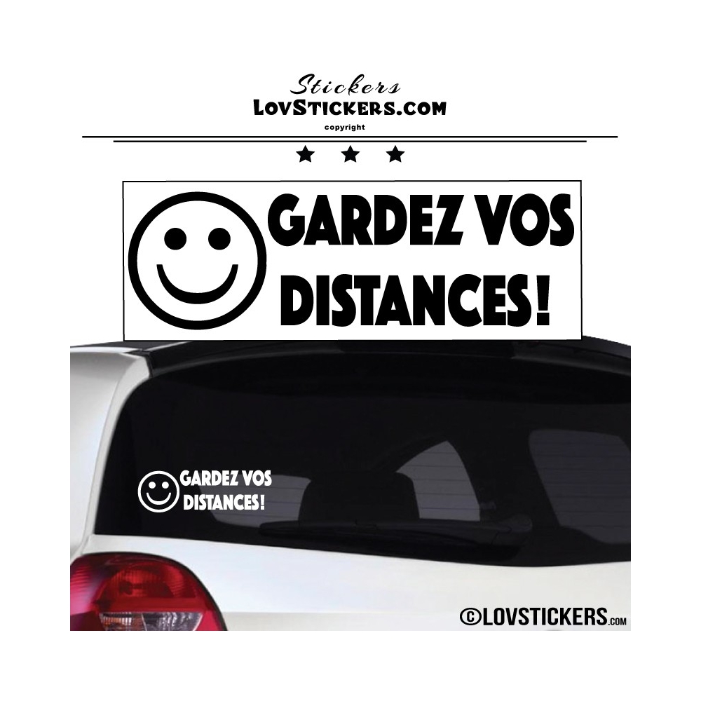 Sticker Prevention Voiture - GARDEZ VOS DISTANCES ! avec Emoji