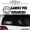 Sticker Prevention Voiture - GARDEZ VOS DISTANCES ! avec Emoji