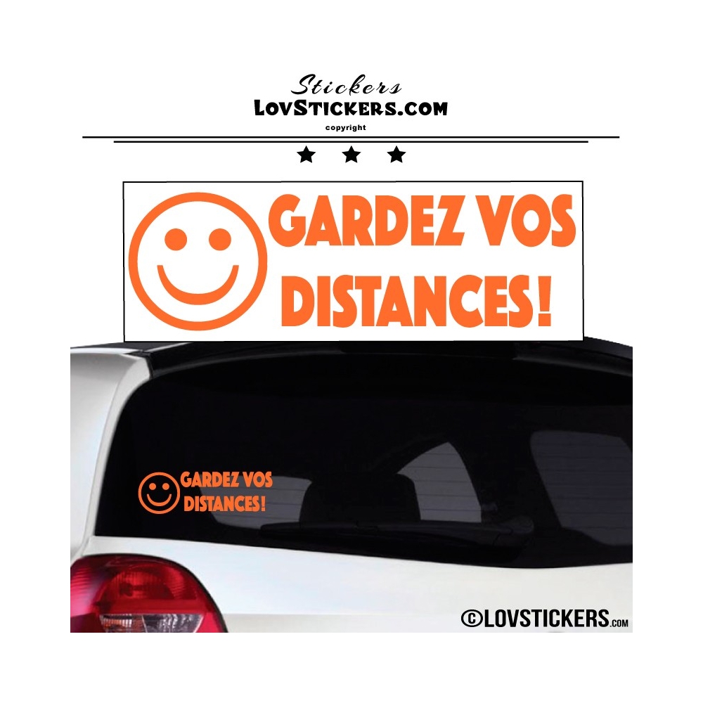 Sticker Prevention Voiture - GARDEZ VOS DISTANCES ! avec Emoji