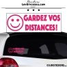 Sticker Prevention Voiture - GARDEZ VOS DISTANCES ! avec Emoji