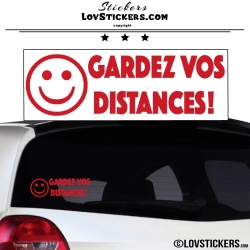 Sticker Prevention Voiture - GARDEZ VOS DISTANCES ! avec Emoji